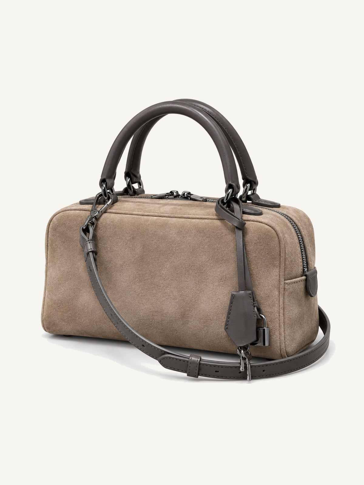Suede Boston Doctor Bag - Khaki 主图
