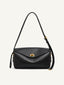Leather Messenger Shoulder Bag - Black