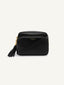 Leather Camera Crossbody Bag - Black
