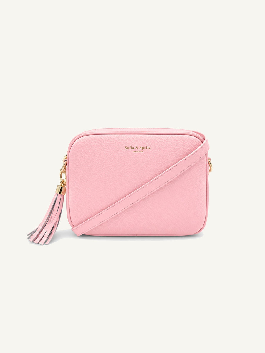 Leather Camera Crossbody Bag - Blush Pink