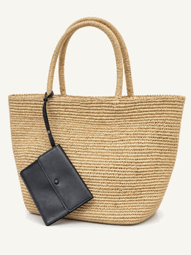 Woven Straw Tote Bag - Natural