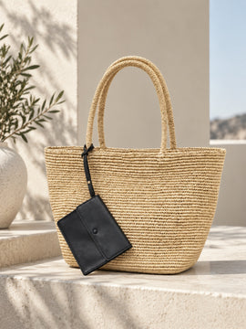 Woven Straw Tote Bag - Natural