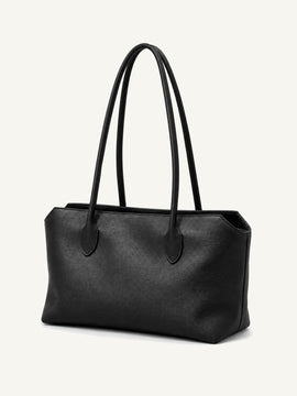 Minimal Leather Tote Bag - Black