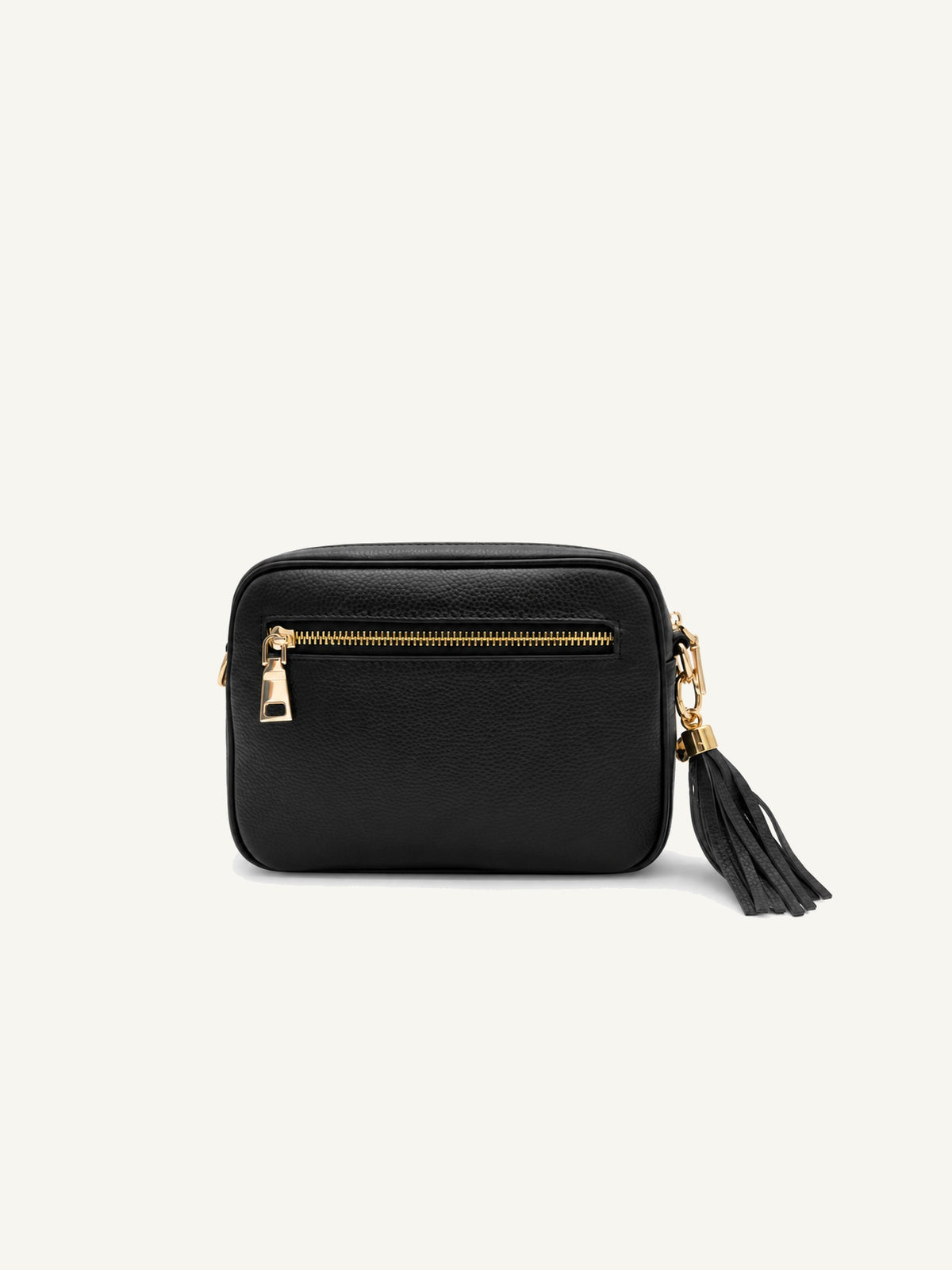 Leather Camera Crossbody Bag - Black