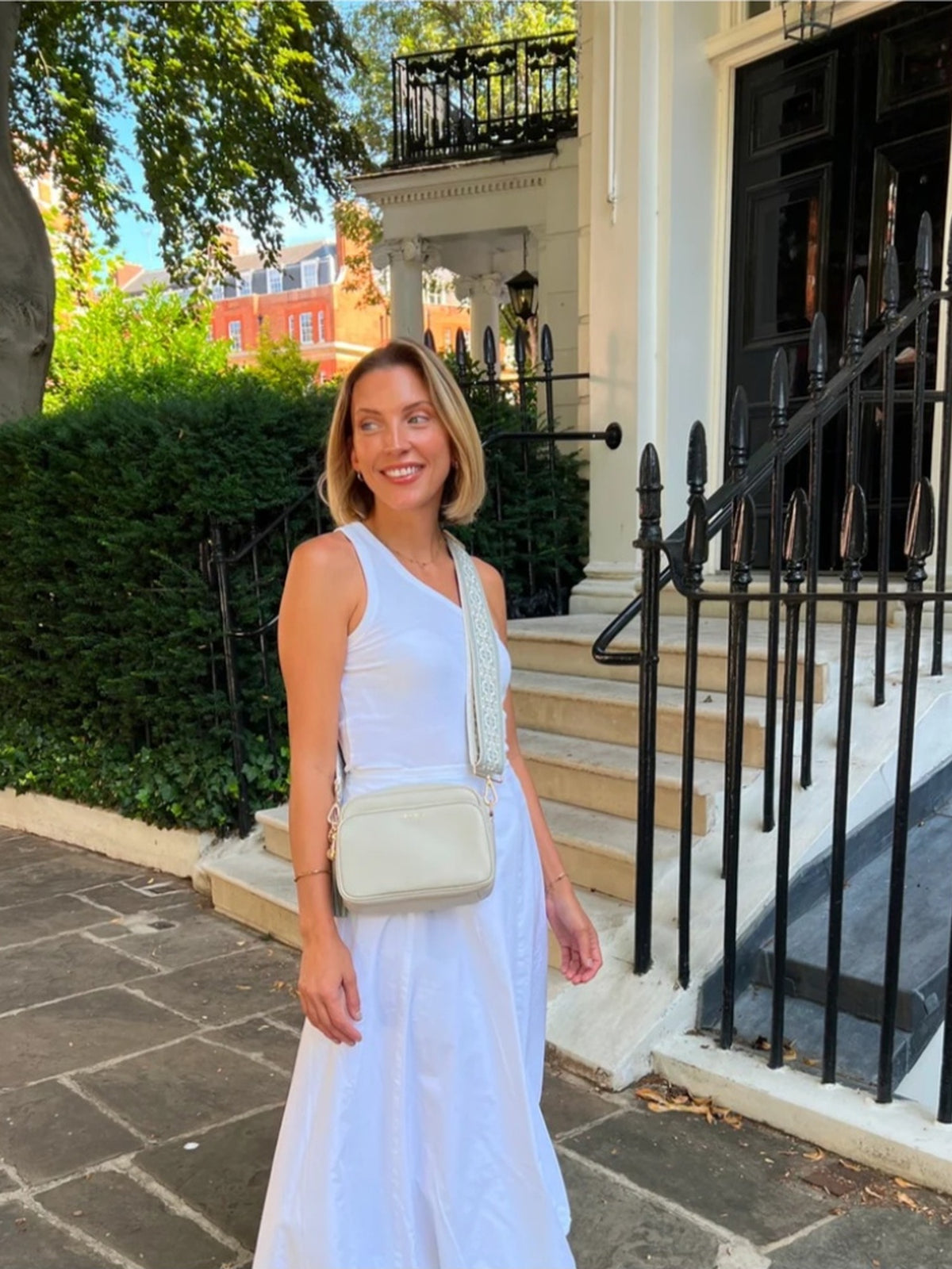 Leather Camera Crossbody Bag - Off White