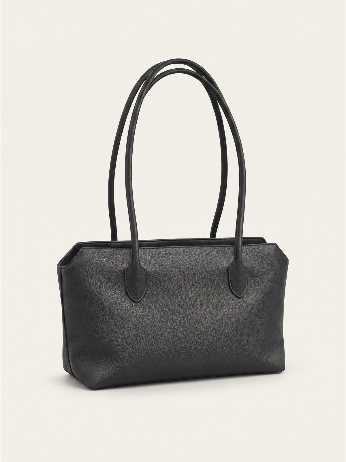 Minimal Leather Tote Bag - Black