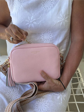 Leather Camera Crossbody Bag - Blush Pink