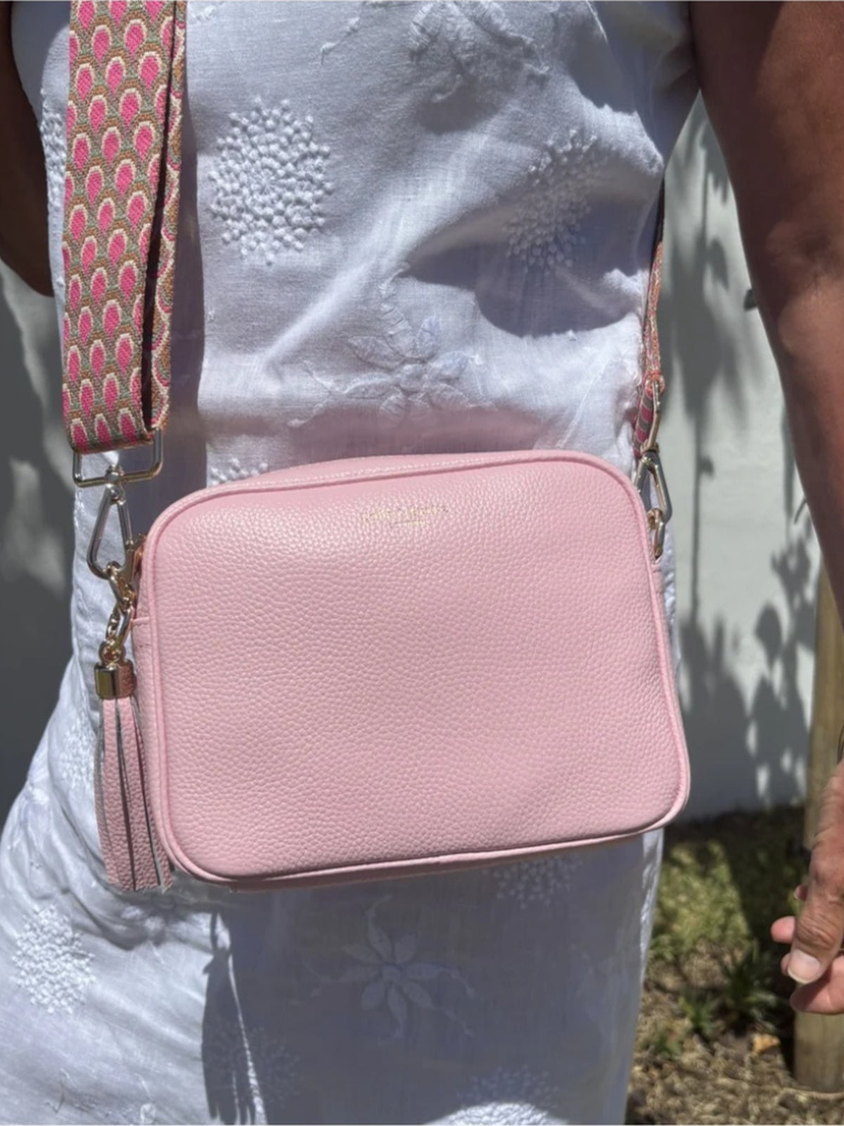 Leather Camera Crossbody Bag - Blush Pink