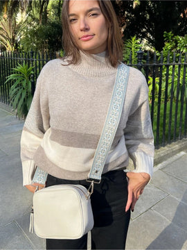 Leather Camera Crossbody Bag - Off White