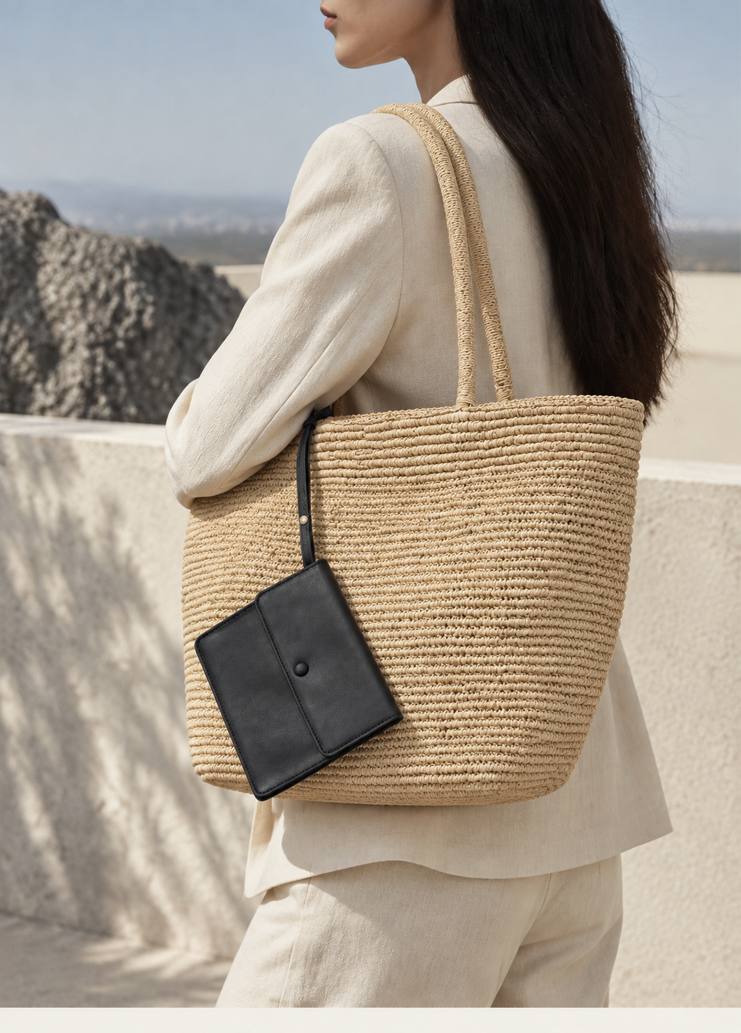 Luna Woven Tote Bag – Natural Beige