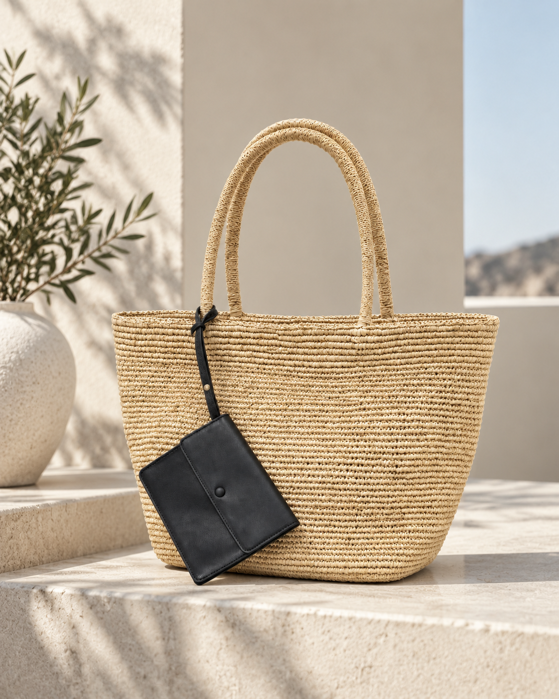 Luna Woven Tote Bag – Natural Beige