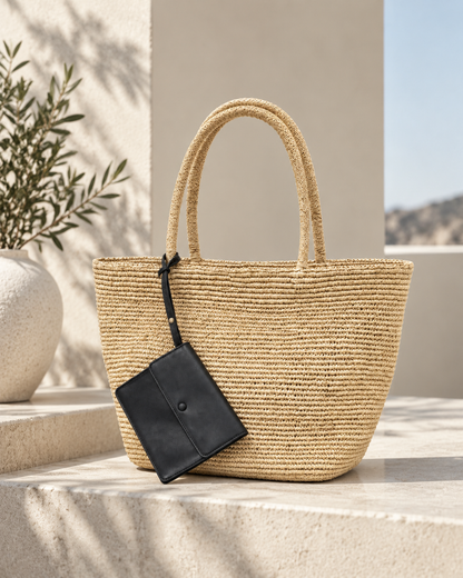 Luna Woven Tote Bag – Natural Beige